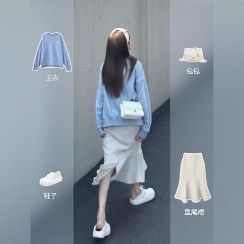 2021 Autumn Womens Korean Style Suit Fashion Casual Sweet Sweater + Cute Skirt Two-piece Suit Women