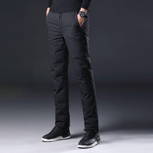 Winter Mens 90% White Duck Down Pants High Quality Slim Straight Snow Pants Warm Down Padded Trousers Male Outerwear PT-361