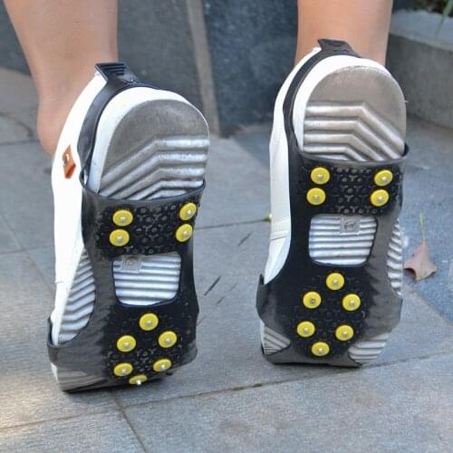 1 Pair 10 Studs Anti-Skid Ice Gripper Spike Winter Climbing Anti-Slip Snow Spiked Grips Cleats Over Shoes Covers Crampon