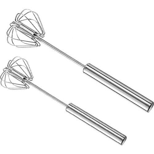 1Pcs Kitchen Tool Stainless Steel Whisk Stirrer Mixing Mixer Egg Beater Foamer Rotate Hand Push Whisk Stiring Tool
