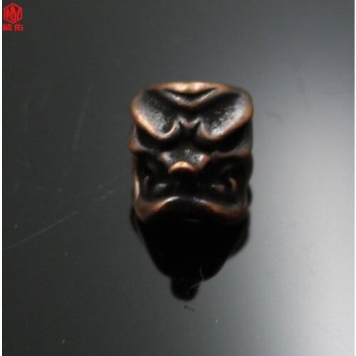 1PC Japanese Japanese style Hyakki Yakou Daitengu Brass Personality Skull EDC Knife Bead Keychain Pendant Paracord Bead