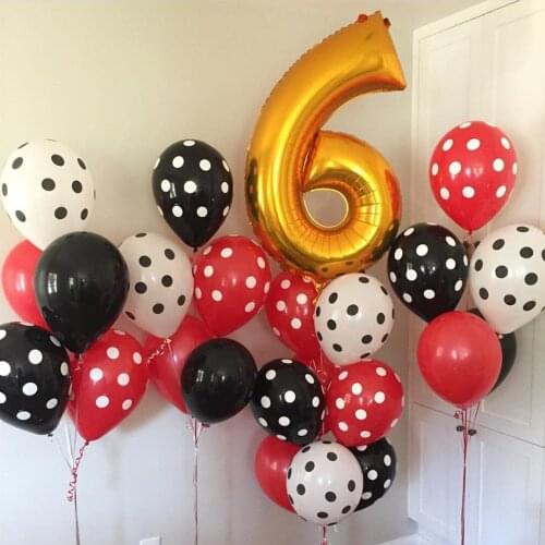 12Pcs/Set Red Black Polka Dot Latex Balloons Wedding Theme Birthday Party Globos Decorations Baby Shower
