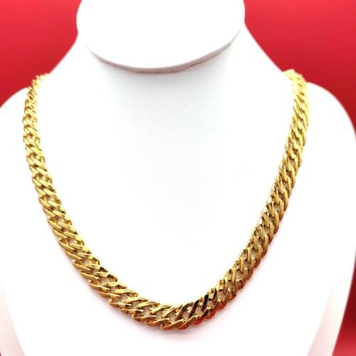 18 K STAMP Link Yellow Gold GF 10mm Round Wheat Palm Franco Foxtail Chain Necklace 24"