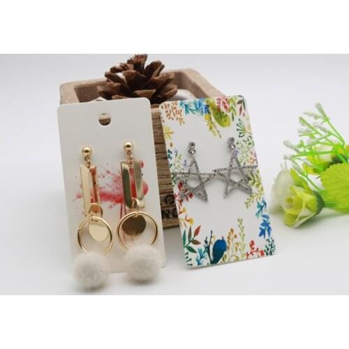 200pcs 4.5x8.5cm one pair Earring Display Cards Red Bird Colorful Branch Printed Paper Earring Packaging Cards Labels Wholesale