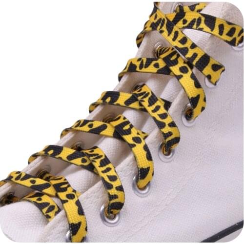 30pairs/Lot) Weiou Fashion Trend Polyester Printed Flat Sports Shoelace Manufacturers Thermal Transfer Printing Leopard Laces