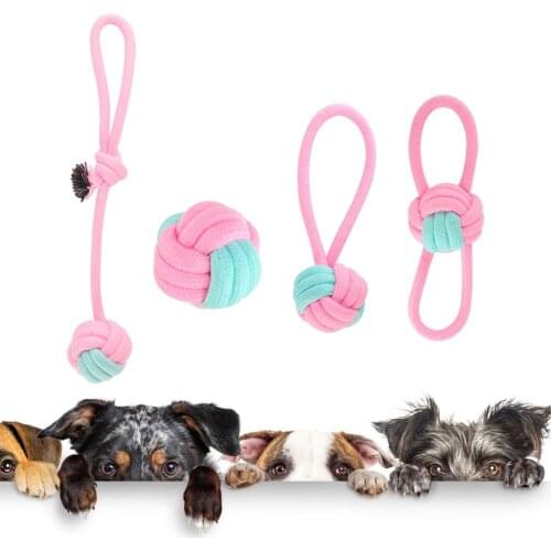 4pcs Dogs Cats Rope Knot Toy Interaction Toys Set Pet Supplies Chewing Toys for Small Dogs Large Dog Puppy Indoor Outdoor