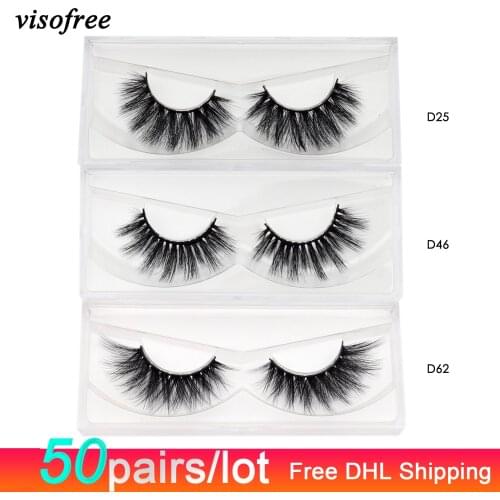 50 pairs/lot 3D Faux Mink Lashes Wholesale Visofree Eyelashes Handmade Reusable Daramtic Lashes Silk Eyelashes Makeup faux cils