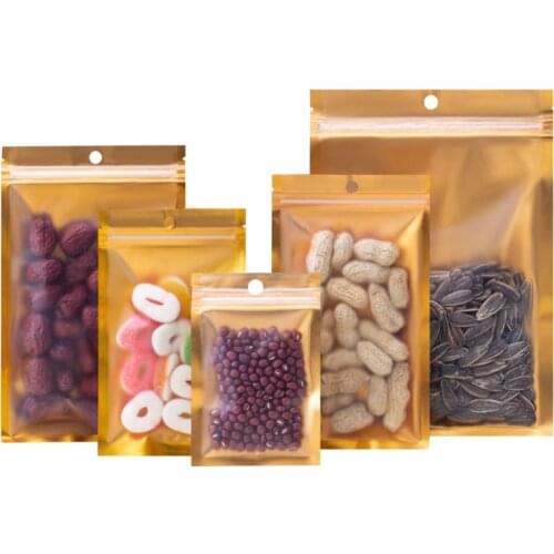 50Pcs Aluminum Foil Mylar Self Sealing Zipper Bags Flat Metallic Foil Bags with Resealable Lock Seal Zipper for Food Storage