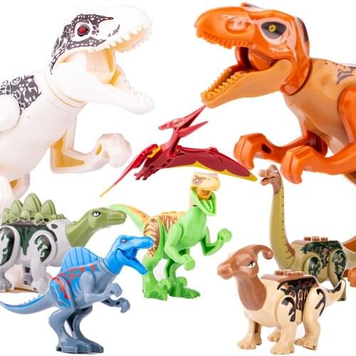 8pcs Jurassic World Park Building Blocks Mini Dinosaurs Bricks Figures Tyrannosaurus Rex Models Kids Toys For Children