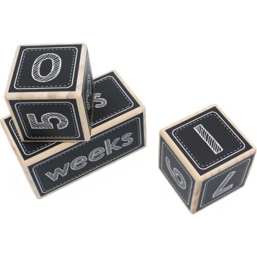 Baby Milestone Age Blocks Photo Blocks Premium Wood with Numbers and Word Newborn Gifts and Keepsakes for Picture Props