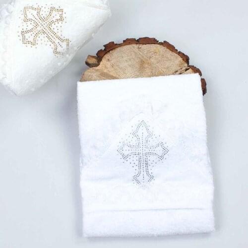 Babies Newborn Boy Girl Spiritual The Church Crucifix Rebirth Baptism Towel Cotton Hooded Drying Babies Religious Ceremony Model