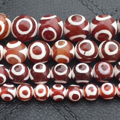 Smooth Red 3Eyes 6-12mm Dzi agates Round Beads 14.5"For DIYJewelry making! Mixed wholesale for all items