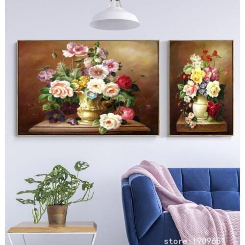 Cotton No frame HD classical flowers scenery canvas printings oil painting printed on cotton home wall art decoration picture