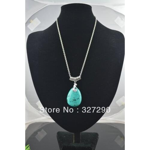 Fashion Women 18'' Chain Necklace Natural Howlite 4x5cm Slidably Pendants Hand Heart Necklace 10pcs