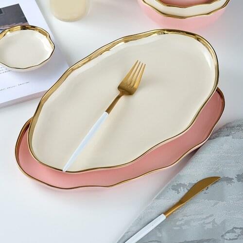 New Ceramic Dishes Household Tableware Dinner Plate Kitchen Table Supplies Fruit Plate Shallow Dishes For Dinner Dropshipping