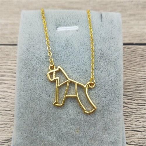New Origami Miniature Schnauzer Necklace Schnauzer Charm Female Male Gift Necklace Fashion Women Jewellery Geometric Jewellery