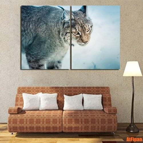 Lynx Wild Beast Unframed Canvas Painting 2 Pieces Pictures Paintings Wall Art Home Decor Animal Print Poster Modern Printing