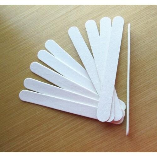 200 pcs white emery board 100/180 wood nail file wooden file nail care tool nail art tool free shipping