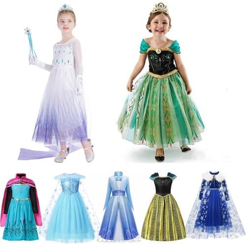 Anna Elza Girls Dress Cosplay Snow Queen Princess Dress For Girl Costume Baby Children Clothes Kids Halloween Party Elza Dress