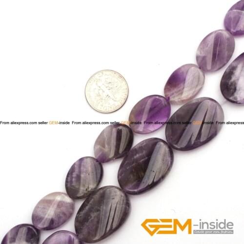 13x18mm & 18x25mm Flat Olivary Oval Twist Amethysts Beads Genuine Amethysts DIY Beads Loose Beads For Jewelry Making Strand 15"