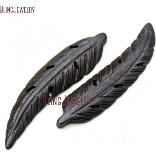 Black Ox Bone Pendant Feather Pendant PM19005
