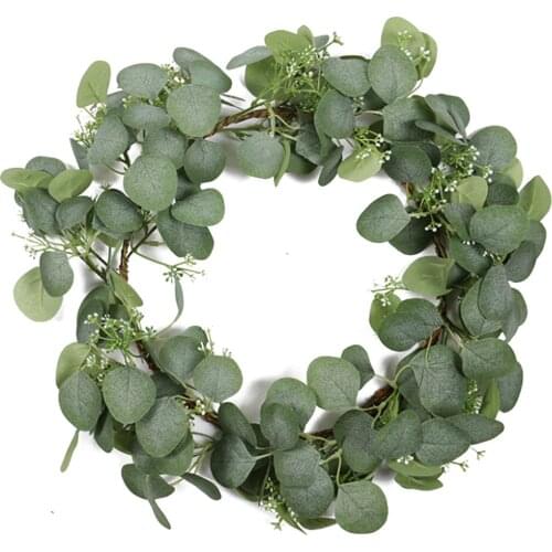 Hanging Wreath Decoration Pendant Artificial Eucalyptus Flower Garland Fake For Farmhouse Seed Leaves Wedding Window Door Hanger