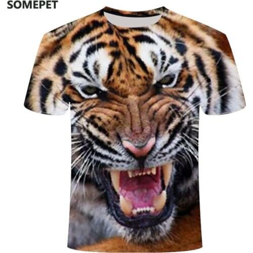 Latest 3DT mens and womens short-sleeved T-shirt printing fashion casual animal pattern short-sleeved fashion