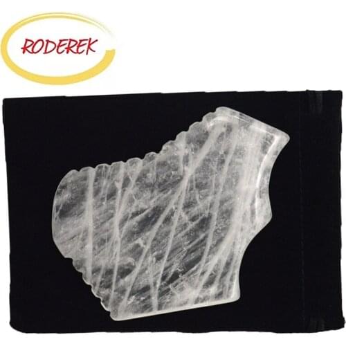 Clear Quartz Back Scraper with Comb, Neck Massage Apparatus, Cellulite Massager for Balance of Heart