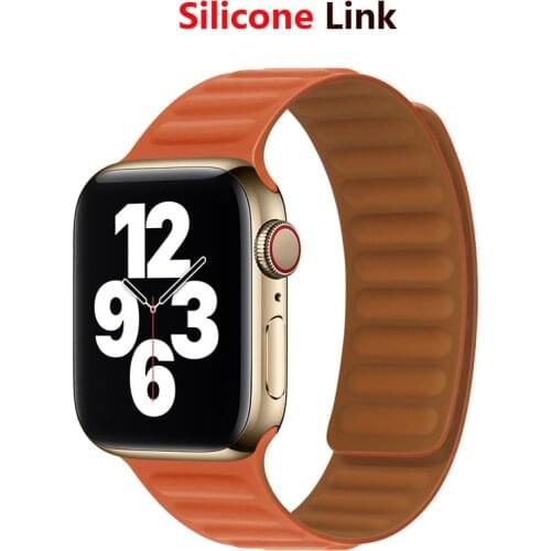 Silicone Link Band for Apple watch strap 44mm 40mm iWatch band 38mm 42mm Magnetic Loop bracelet Apple watch series 6 5 4 3 SE