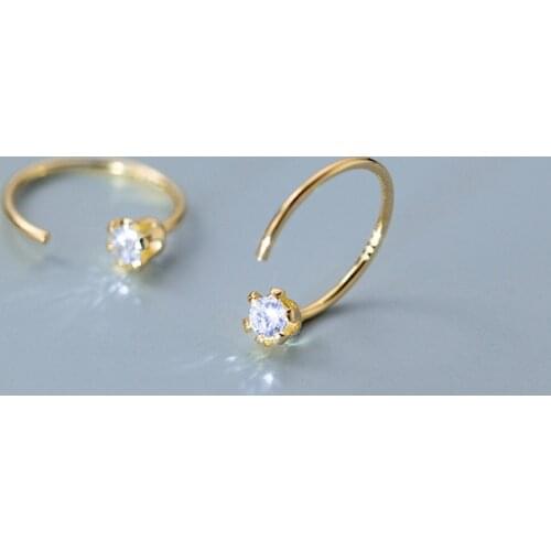 WTLTC 925 Sterling Sliver Cubic Zircona Hoop Earrings for Women Small Open Huggies Hoops Earrings Dainty Ear Piercing Earrings