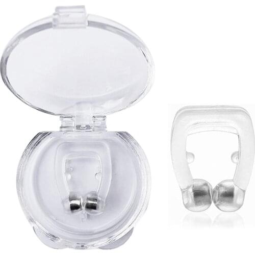 2pcs Silicone Anti Snore Magnet Stop Snoring Nose Clip Sleep Tray Sleeping Aid Apnea Guard Night Device with Case