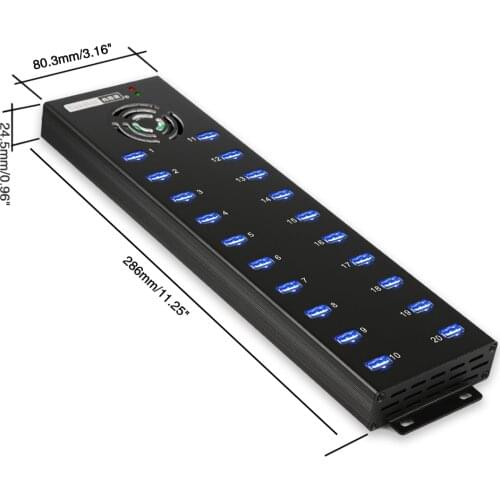 Sipolar 20 port USB 2.0 data syncing and Charger Hub 1A output with 12V8A power dapter for Samsung HW Galaxy iphone iPad tablet