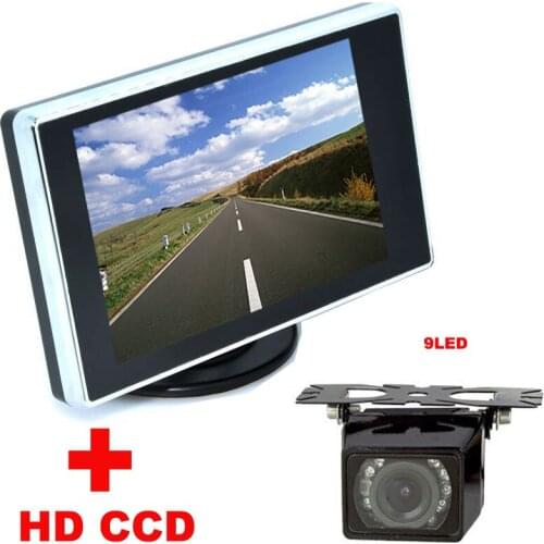 2 in 1 Auto Parking Assistance system 9LED Car CCD Rear View Rearview Camera With 3.5 inch LCD Car Video Monitor backup Camera