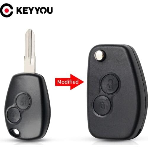 KEYYOU 10X 2 Button Modified Key Shell For Renault Dacia Modus Duster Clio Espace Flip Folding Remote Key Blank Car Key