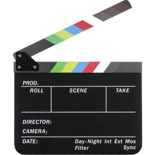 Dry Erase Directors Film Movie Clapboard Cut Action Scene Clapper Board Slate with Colorful Sticks