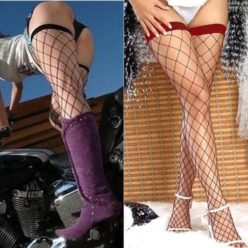 Super Sexy Women Lace Mesh Long Stockings Sheer Fishnet Hollow Out Black Stockings Women Stretch See Through Stockings Hosiery
