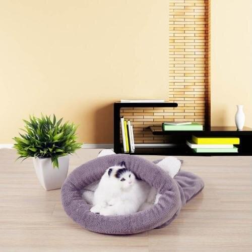 Warm Coral Fleece Cat Sleeping Bag Bed 2019 Spring New Qute Cat Bed Warm Sleeping Pet Kennel