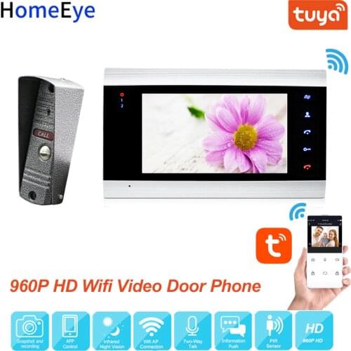 HomeEye WiFi IP Video Door Phone Video Intercom System 960P Tuya Smart Life App Remote Unlock Motion Detection Access Control