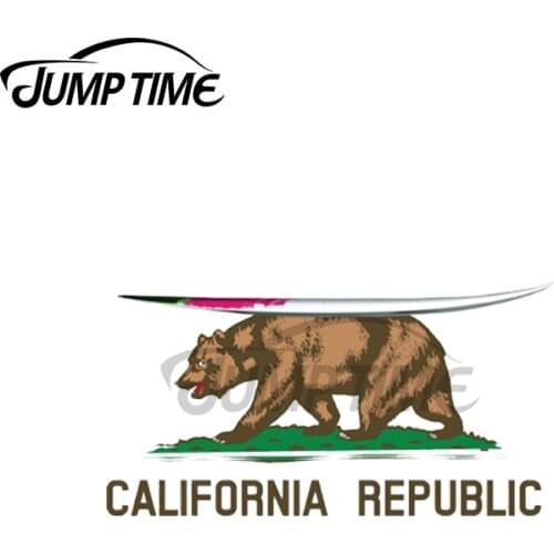 Jump Time 13 x 6.9cm For California Republic Surf California Historic Bear Flag Windows Laptop Waterproof Trunk RV Car Stickers