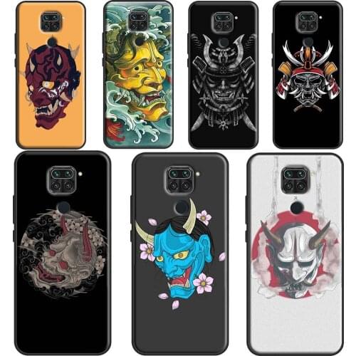 Japanese Samurai Oni Mask Case For Xiaomi Redmi Note 10 Pro Note 7 9 8 Pro Note 9S 8T Cover For Redmi 9T 9C 9A 7A 8A
