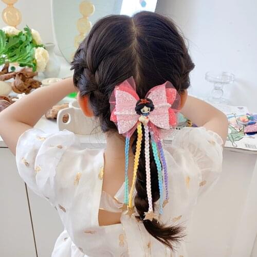 New Girls Lovely Double Layer Bow Princess Sequin Tassel Hair Clip Cute Headband Hair Decorate Hairpin Fashion Hair Accessories