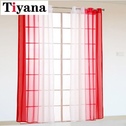 Gradient Curtains 2 Panels Tulle Curtain For Living Room Kitchen Ring Tape Ready Made Short Curtain For Bedroom Window JK056X