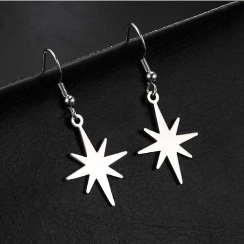 Sipuris Vintage Star Earrings Stainless Steel Octagonal Star Earrings For Women Girls Fashion Jewelry Christmas Gift 2021