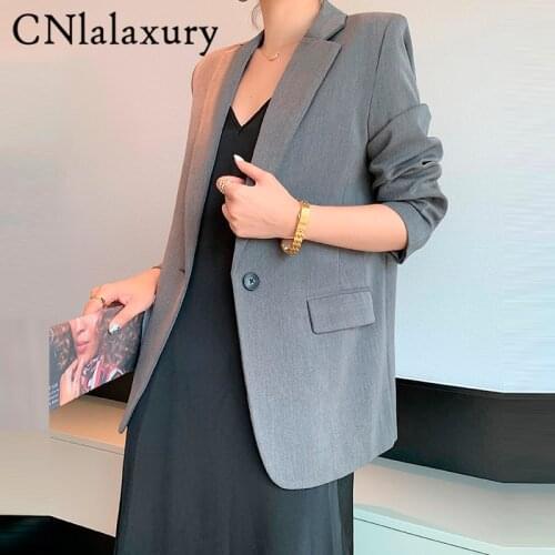 Women Chic Office Lady Single Button Blazer Vintage Coat Fashion Notched Collar Long Sleeve Ladies Jacket Outerwear Stylish Tops
