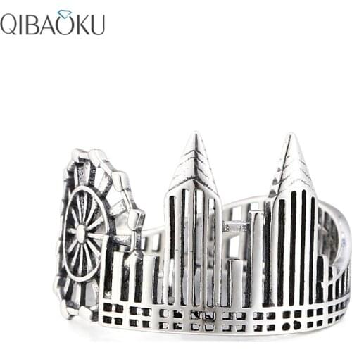 925 Sterling Silver London City Finger Ring British Building Rings for Women Cocktail Wedding Jewelry