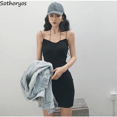 Sleeveless Dress Women Tight Midi Sexy Ladies Slim Bodycon Strap V-Neck Backless Knitting Solid Party Dresses Trendy Chic Ins