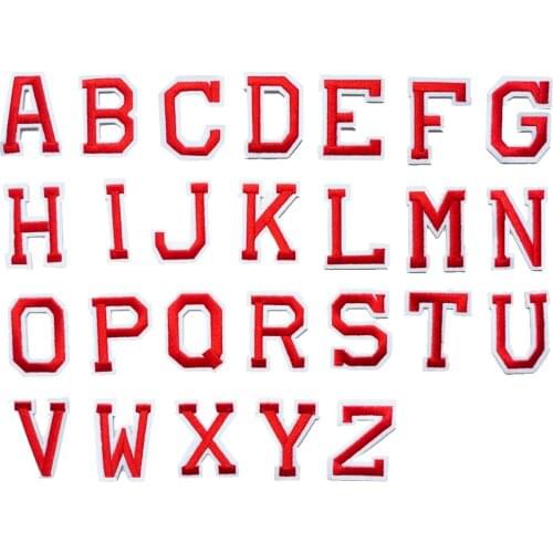 1 Set Red Fabric 26 Letters Alphabet Sew Iron On Patches Embroidered Badges For Clothes DIY Appliques Craft Decoration