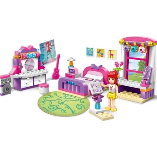 124PCS Enlightenment Building Blocks 2001 Shirley Bedroom Assembly Small Particle Building Blocks Children Toy Gift