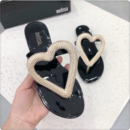2021 New Women Jelly Flip Flop Melissa Harmonic Bow III Adulto Women Jelly Shoes Flat Slippers Melissa Shoes Woman