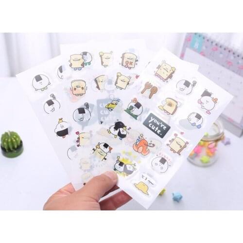 4pcs Lovely toast pvc sticker Organizer Calendar Diary Book Planner Scrapbook Decoration Diary Sticker papeleria